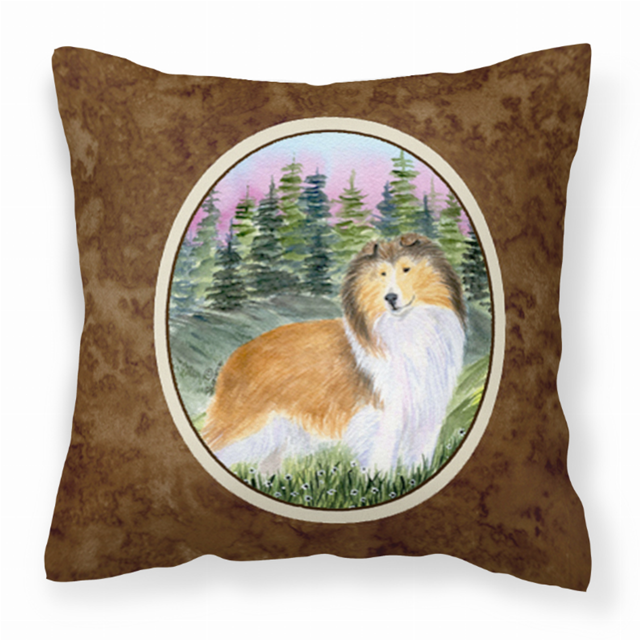 Portrait Artwork with Dog Brown Fabric Decorative Pillow - SS8321PW1414