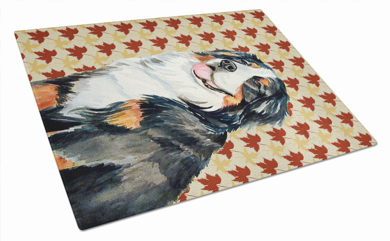 Fall Dog Print Glass Cutting Board Large - S000213B001695P054051V031