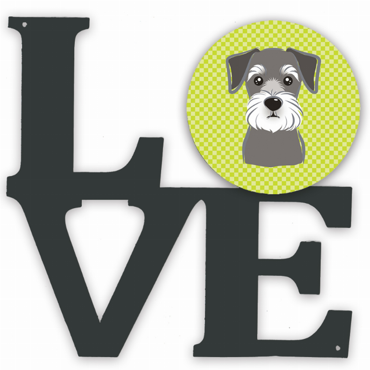 Checkerboard Dog Face Metal Wall Artwork LOVE - S000213B001695P011356V000