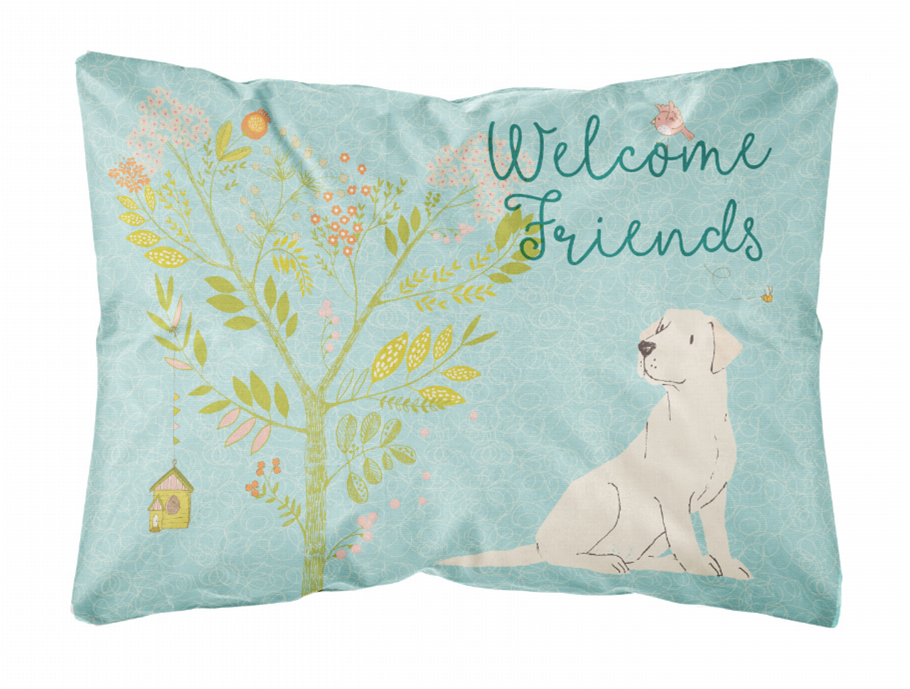 Welcome Friends Dog Art Canvas Fabric Decorative Pillow - S000213B001695P090107V000