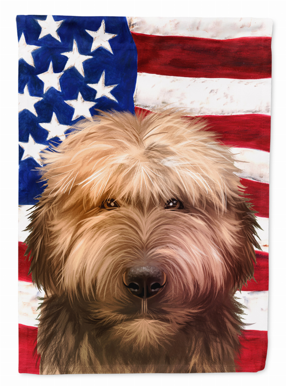American Flag with Dog Artwork Flag Canvas House Size - S000213B001695P013760V017