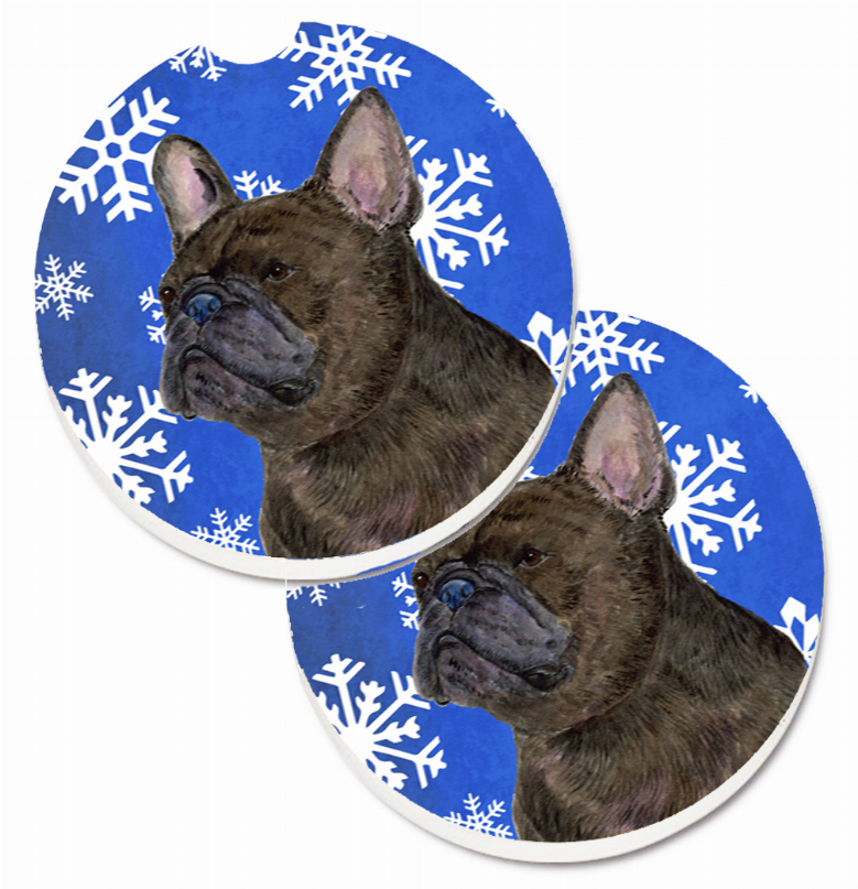 Dog Themed Holiday Christmas Cup Holder Car Coasters (Set of 2) - SS4657CARC