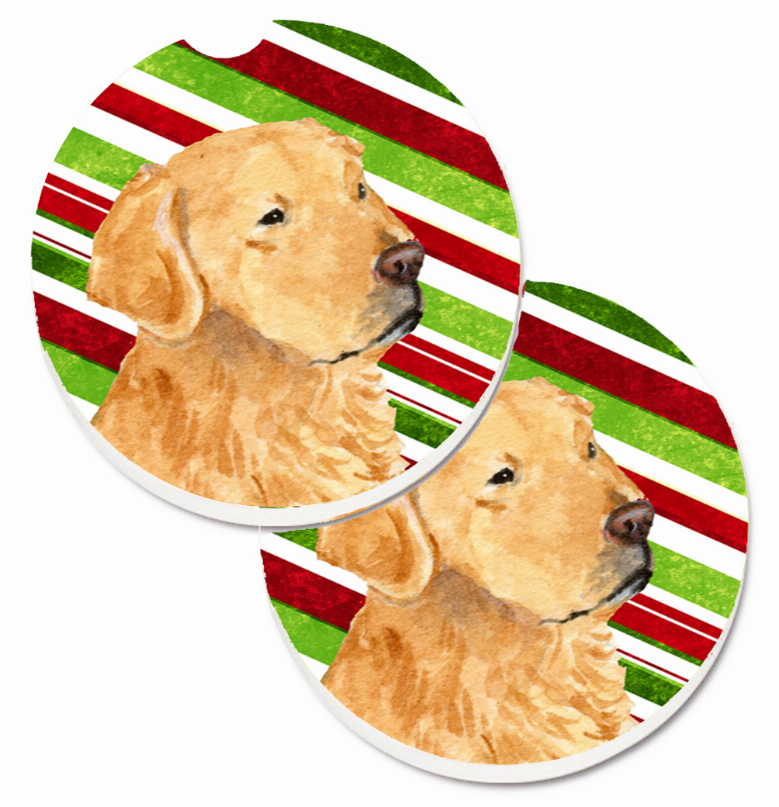 Dog Themed Holiday Christmas Cup Holder Car Coasters (Set of 2) - SS4545CARC