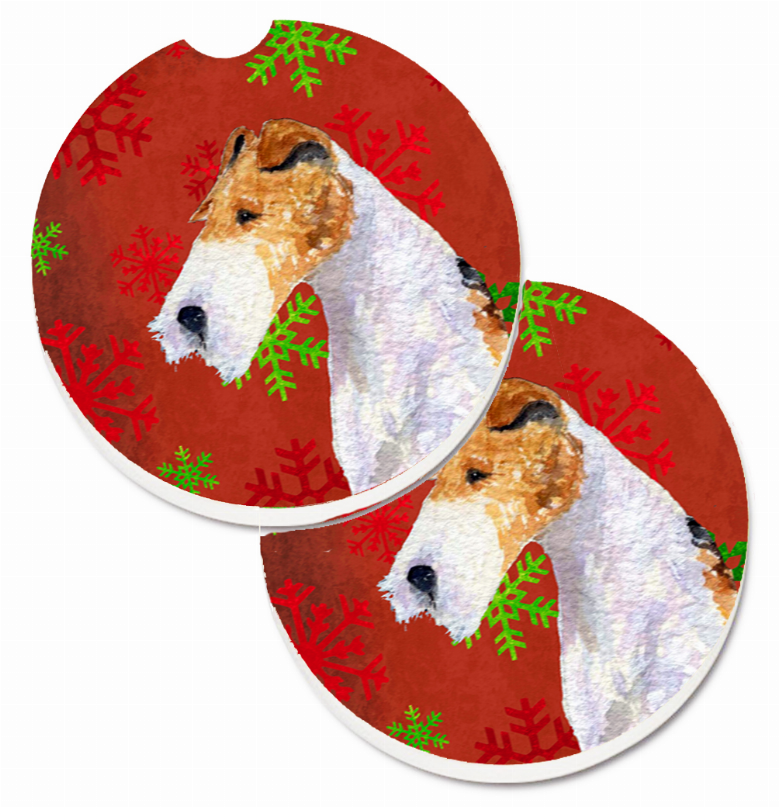Dog Themed Holiday Christmas Cup Holder Car Coasters (Set of 2) - SS4685CARC