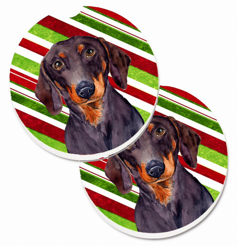 Dog Themed Holiday Christmas Cup Holder Car Coasters (Set of 2) - LH9223CARC