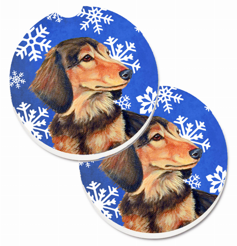 Dog Themed Holiday Christmas Cup Holder Car Coasters (Set of 2) - LH9301CARC