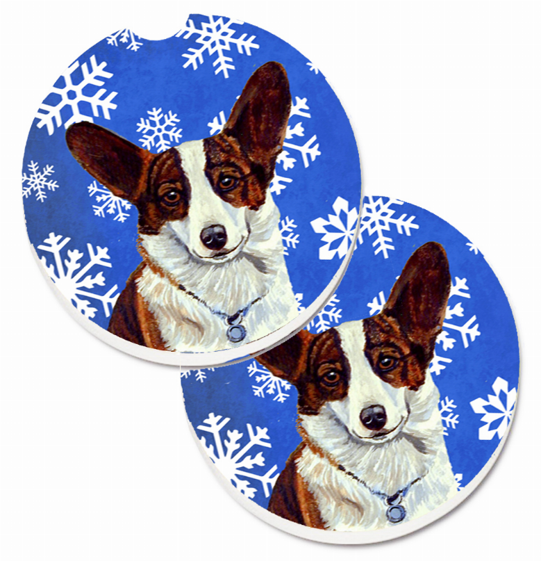 Dog Themed Holiday Christmas Cup Holder Car Coasters (Set of 2) - LH9288CARC