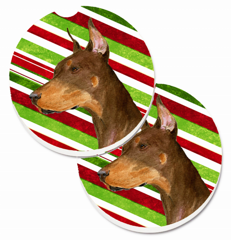 Dog Themed Holiday Christmas Cup Holder Car Coasters (Set of 2) - SS4537CARC