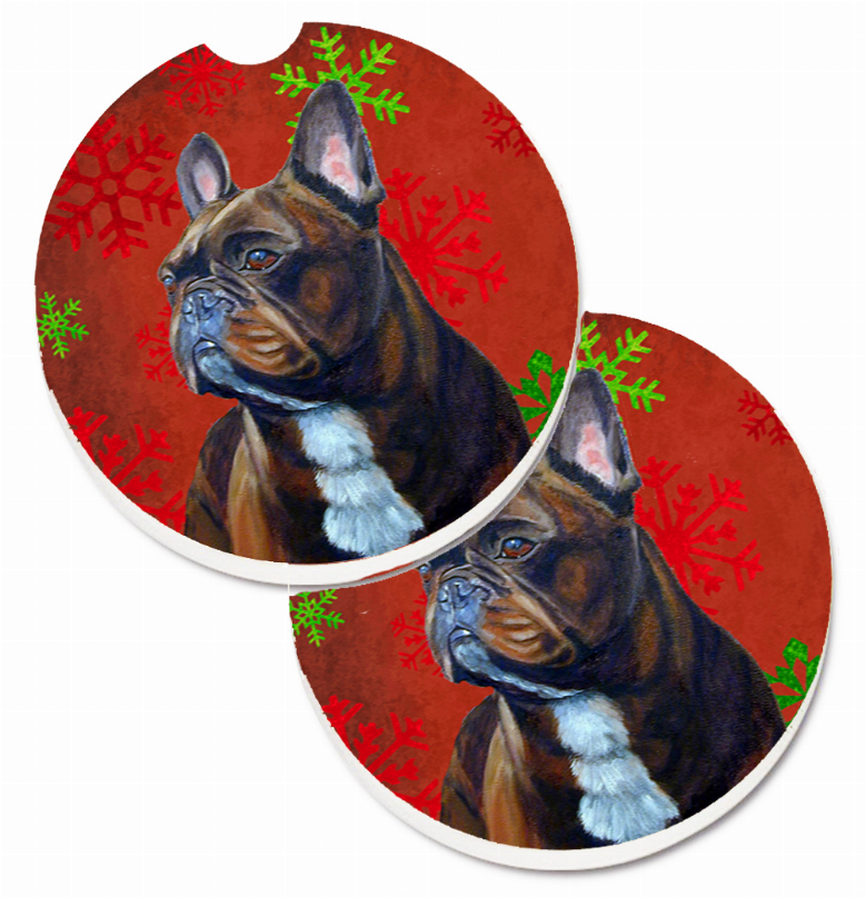 Dog Themed Holiday Christmas Cup Holder Car Coasters (Set of 2) - LH9340CARC