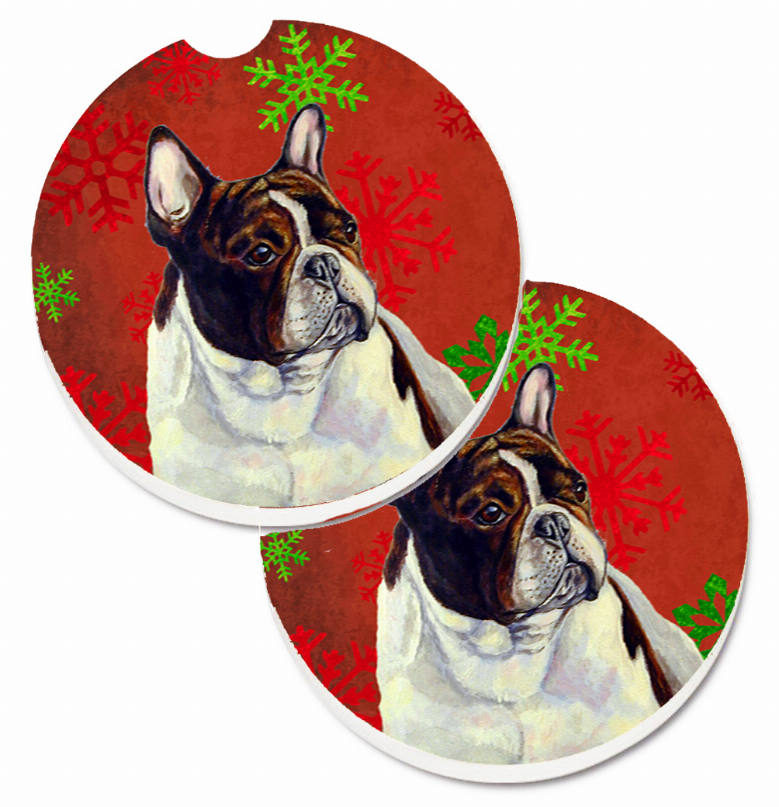 Dog Themed Holiday Christmas Cup Holder Car Coasters (Set of 2) - LH9337CARC