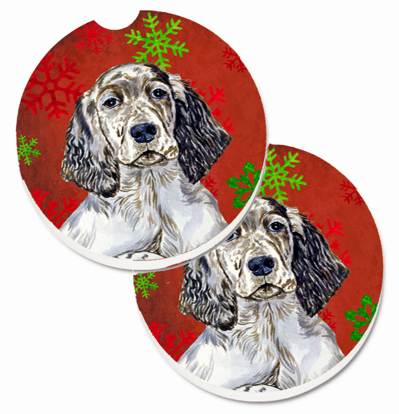 Dog Themed Holiday Christmas Cup Holder Car Coasters (Set of 2) - LH9322CARC