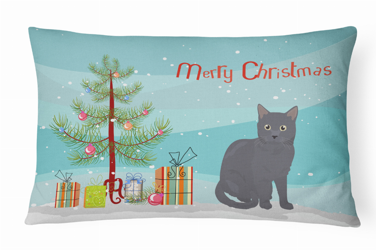 Cat Art/Merry Christmas Canvas Fabric Decorative Pillow - CK4777PW1216