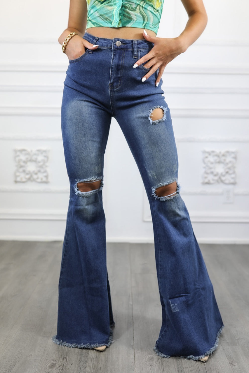 Knee Cut Bell Bottoms