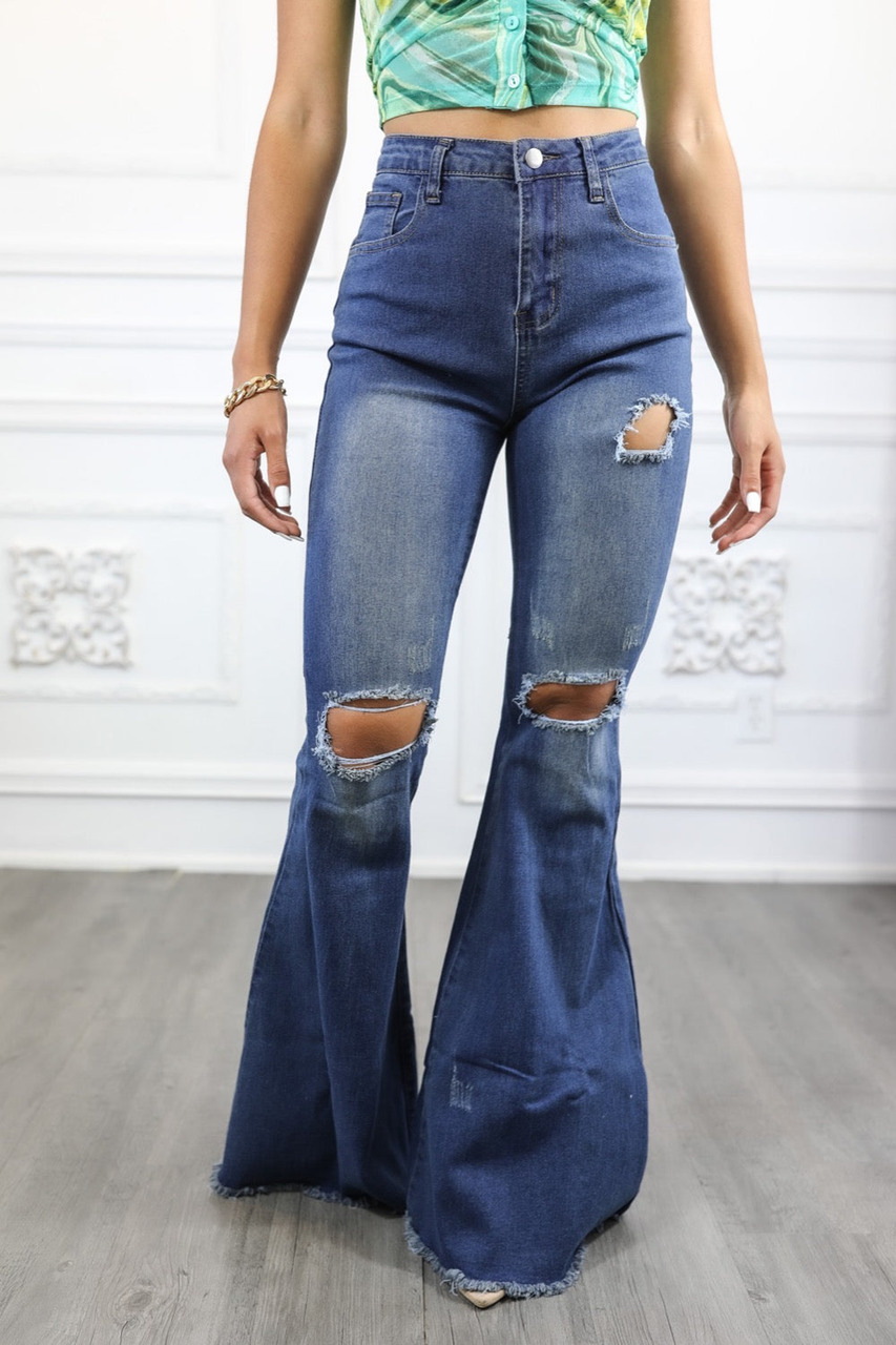 Knee Cut Bell Bottoms