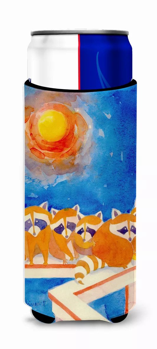 Raccoons on the railing Ultra Hugger for slim cans