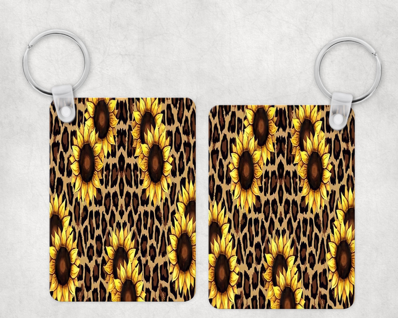 Leopard Print Sunflowers Keychain