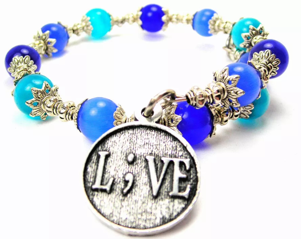 L;VE Cat's Eye Beaded Wrap Bracelet