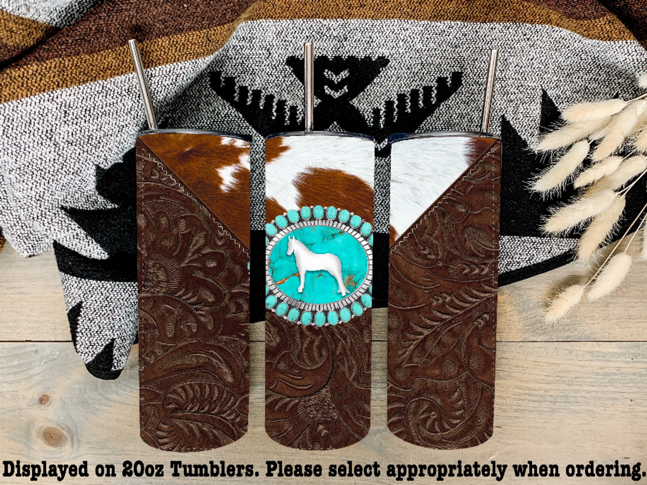 Leather And Cowhide Horse Steel Tumbler
