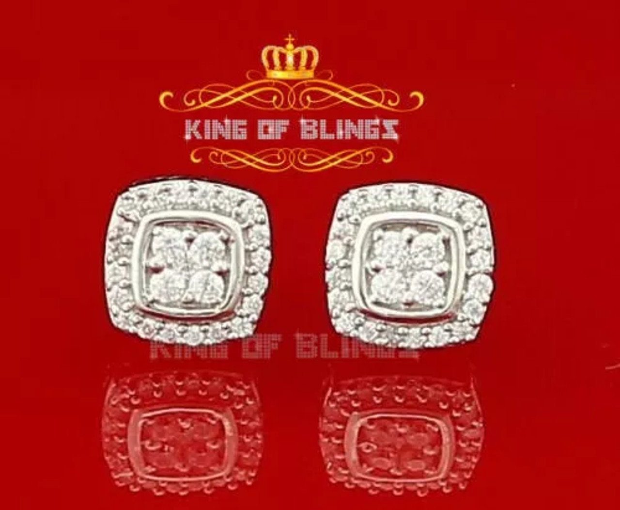 SIlver Earring 10K White Gold Finish Silver Stud Men's/ladies Earrings With Lab Created Diamonds