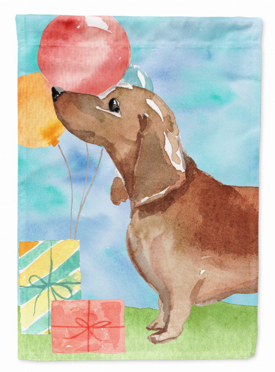Happy Birthday Red Dachshund Flag Canvas House Size