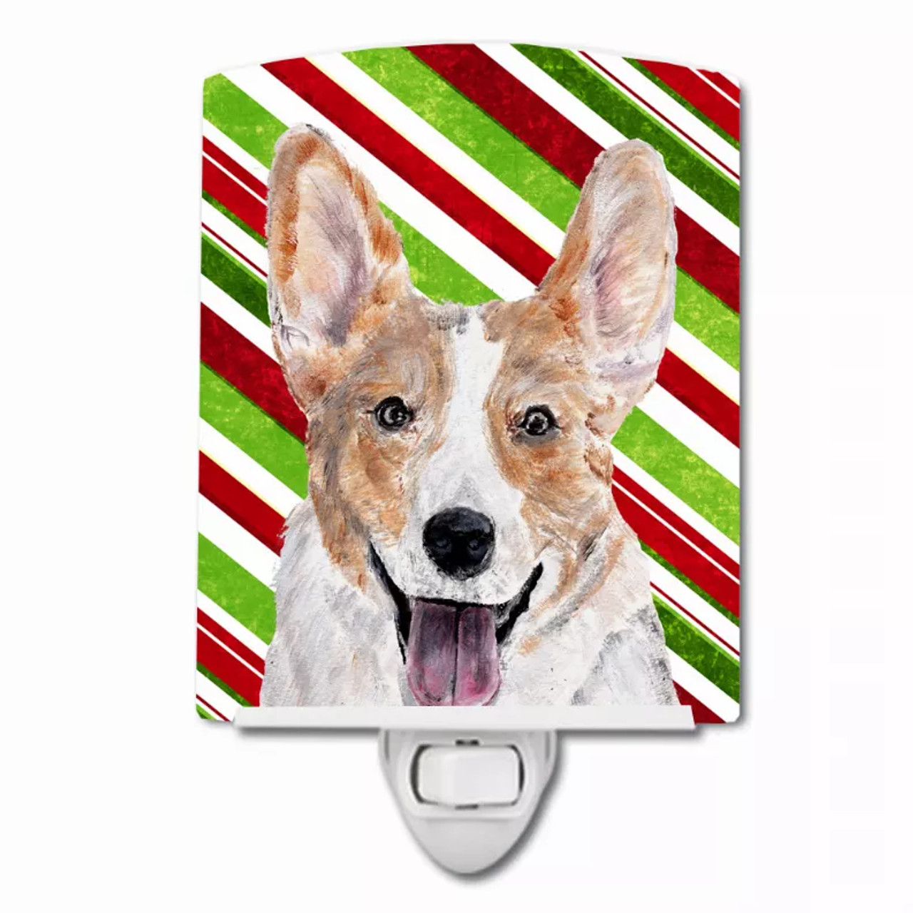 Candy Cane Holiday Christmas Dog Art Ceramic Night Light - S000213B001695P103635V000