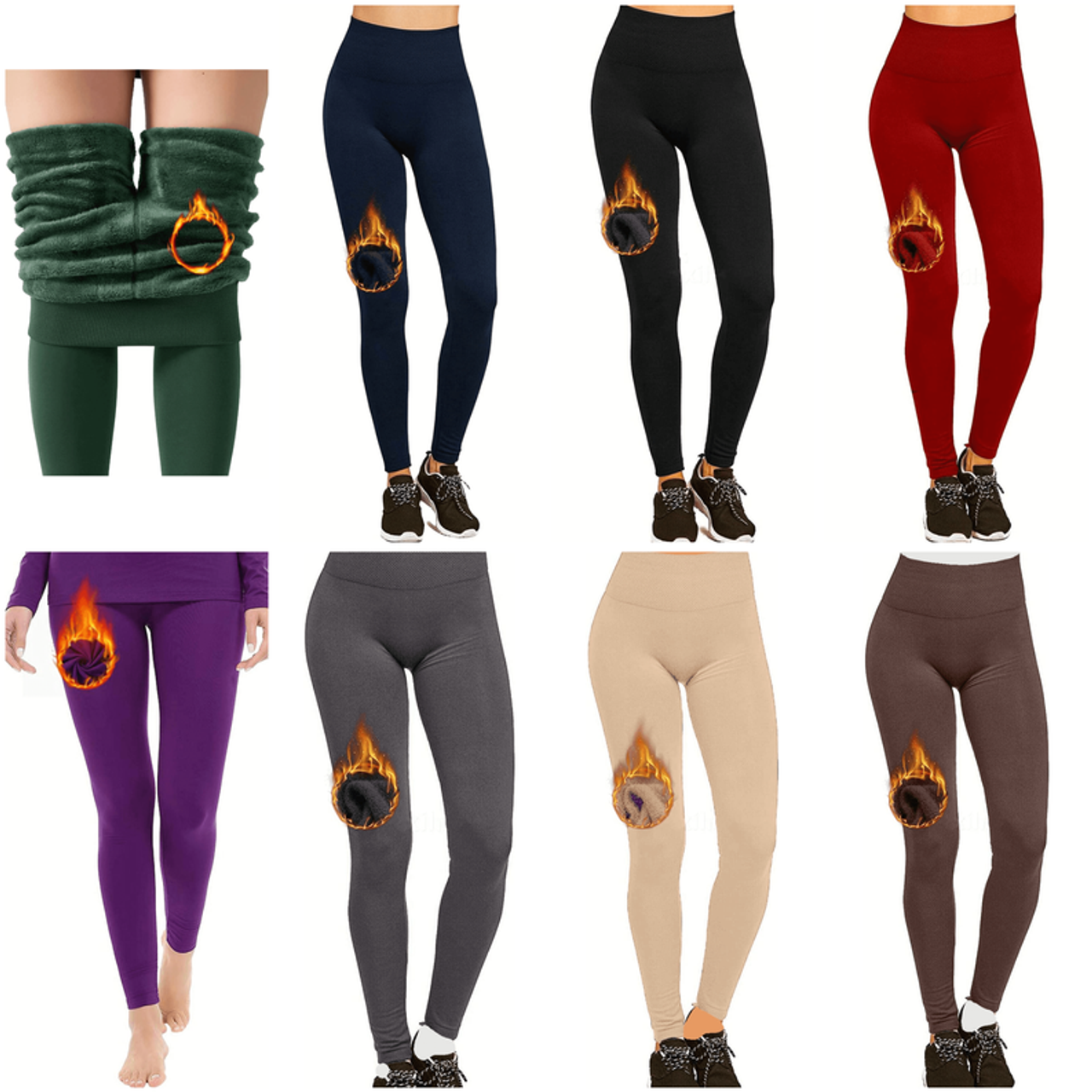 Womens Extra Fleece Leggings High Waist Soft Stretchy Warm Leggings Regular 220G Fleece