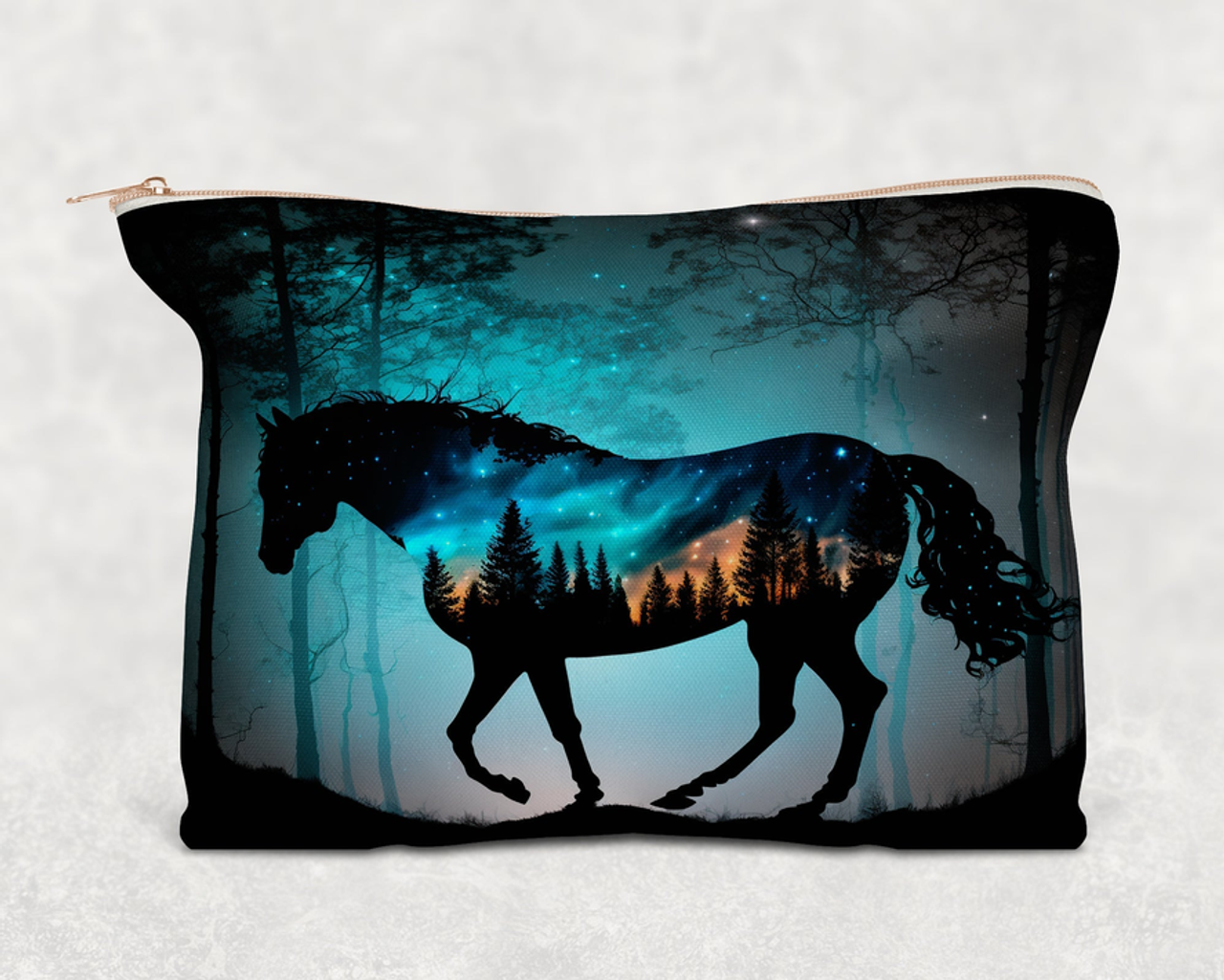 Night Sky Horse   Printed Canvas Zipper Bag