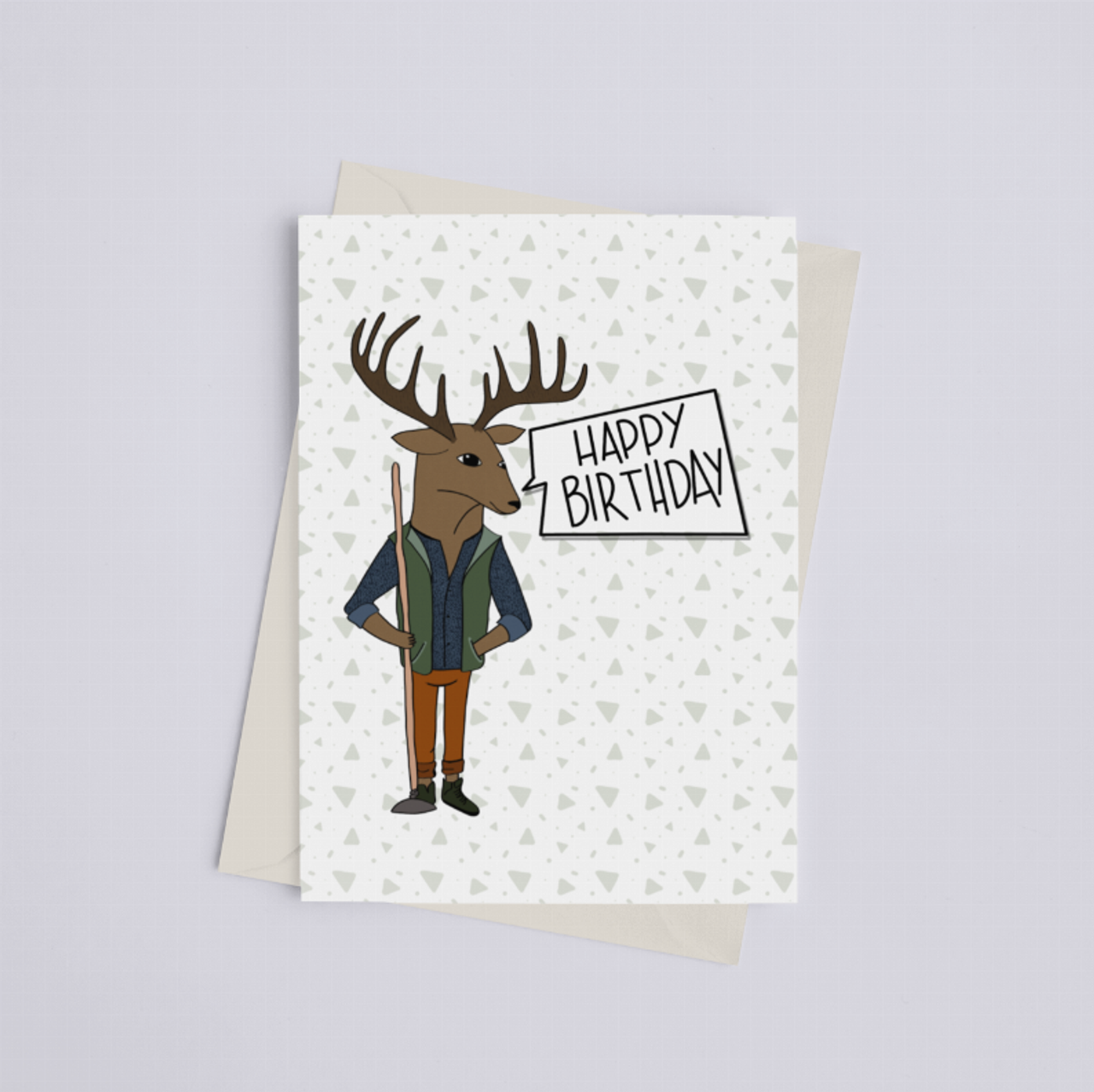 Happy Birthday with Deer - Greeting Card - 149901776