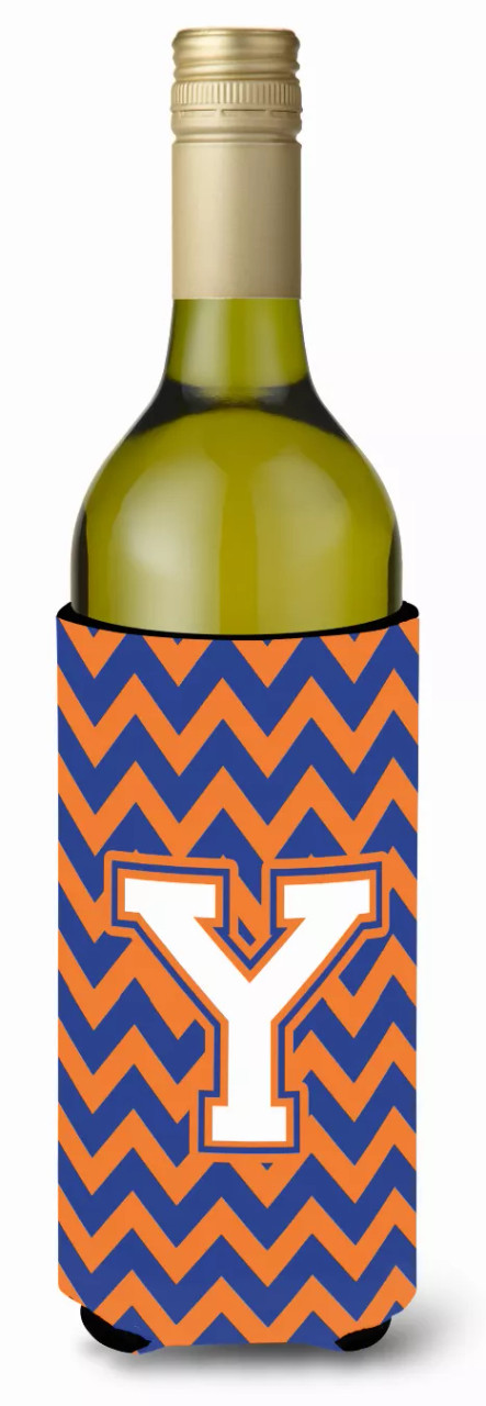 Monogram Letter Chevron Wine Bottle Hugger - CJ1060-YLITERK