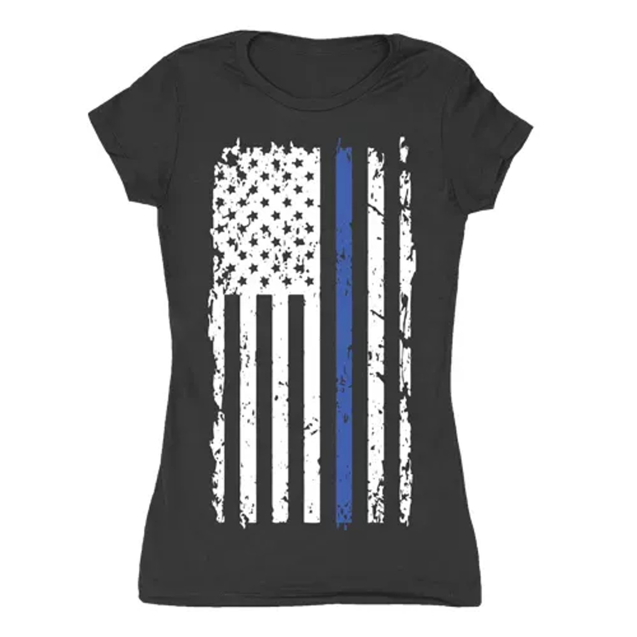 Women's Cotton Tee Vintage Blue Line Black
