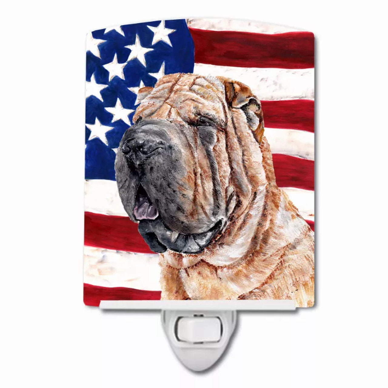 Dog with American Flag USA Ceramic Night Light - S000213B001695P103466V000