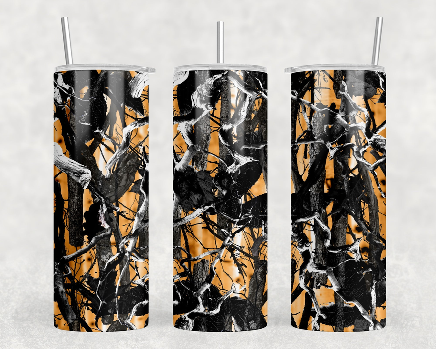 Orange Camo|Skinny Tumbler|Optional Bluetooth Speaker| Speaker Color Varies