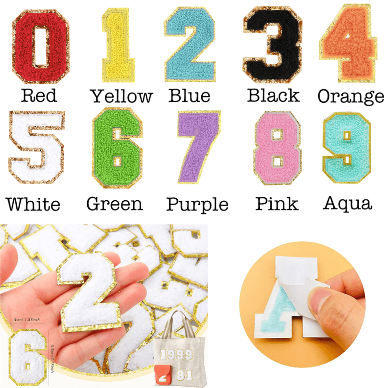 Self Adhesive Chenille Number Patches - Number-Black-5