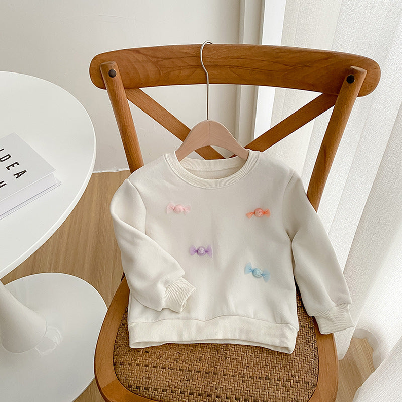 Baby Girl 3D Candy Patch Pattern Long Sleeves O-Neck Sweet Hoodies - S002469B002707P000174V004