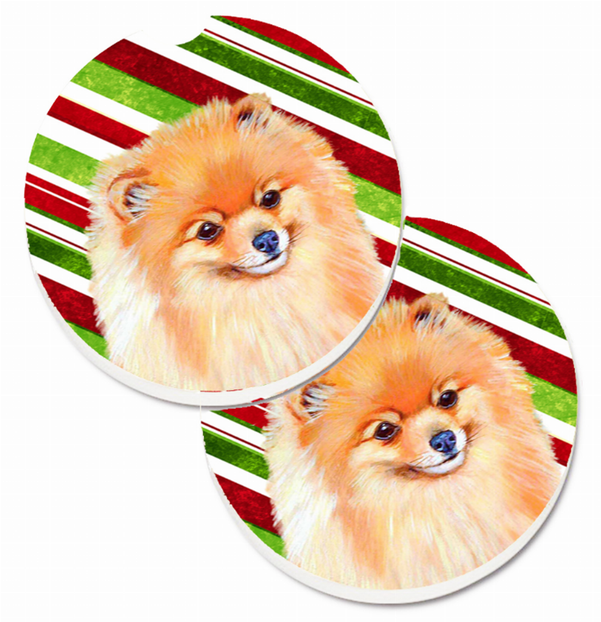 Dog Themed Holiday Christmas Cup Holder Car Coasters (Set of 2) - LH9260CARC