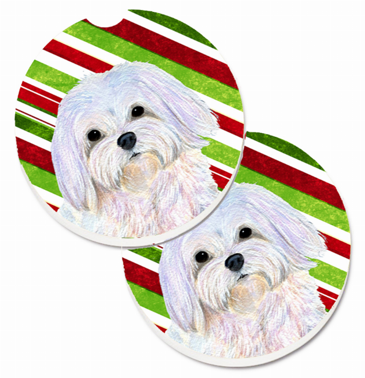 Dog Themed Holiday Christmas Cup Holder Car Coasters (Set of 2) - SS4551CARC
