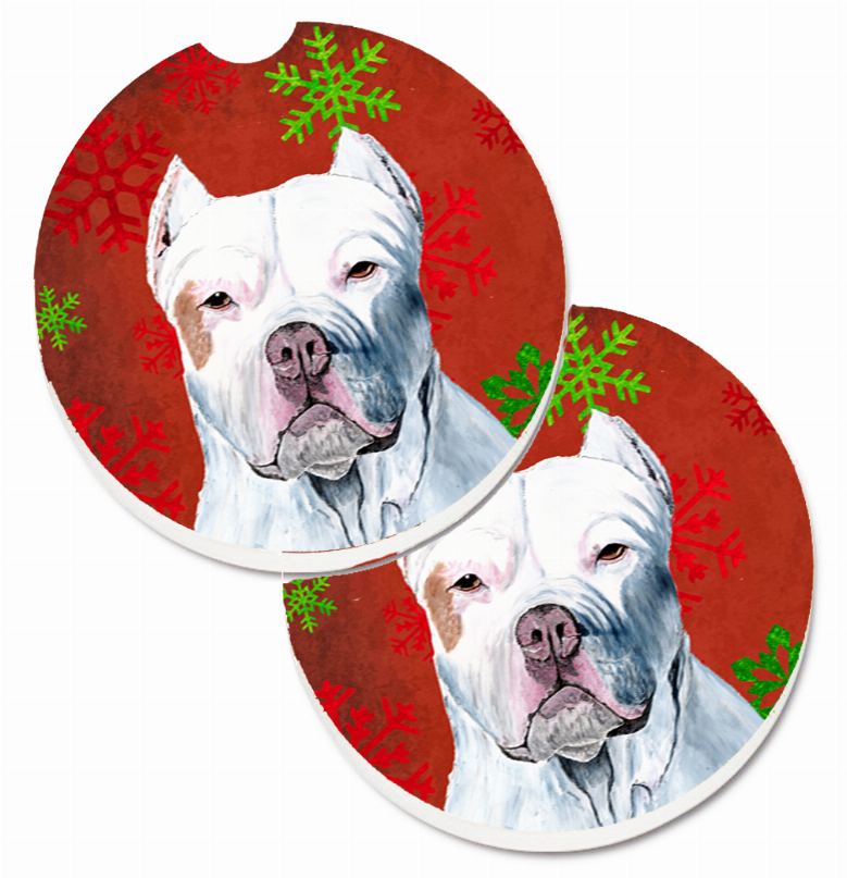Dog Themed Holiday Christmas Cup Holder Car Coasters (Set of 2) - SC9421CARC