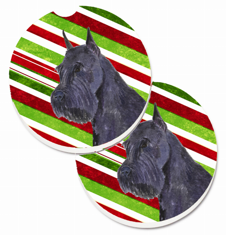 Dog Themed Holiday Christmas Cup Holder Car Coasters (Set of 2) - SS4592CARC