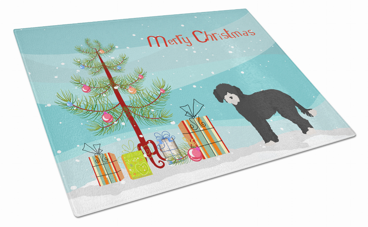 Christmas Tree Dog Print Glass Cutting Board Large - S000213B001695P000889V034