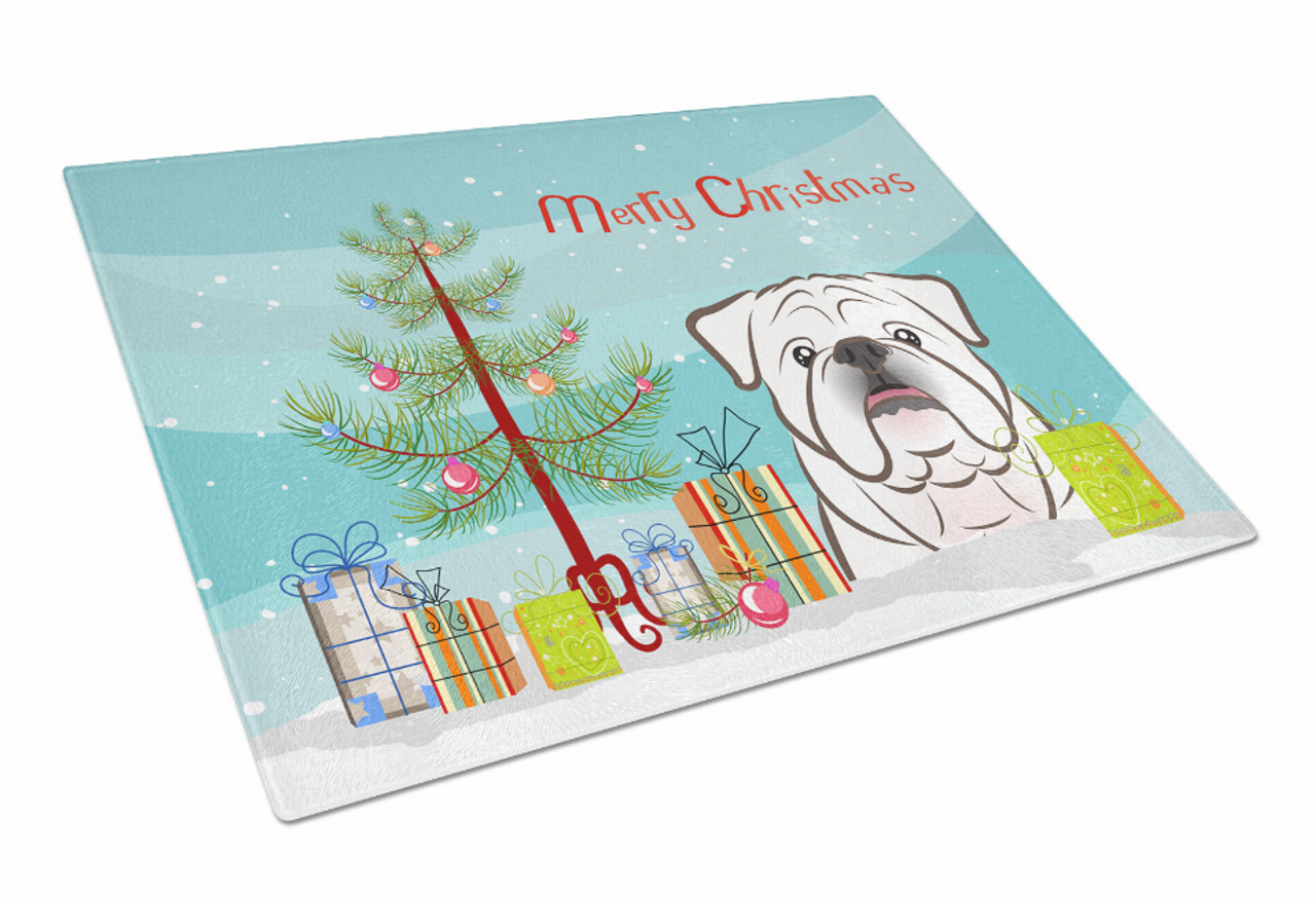 Christmas Tree Dog Print Glass Cutting Board Large - BB1592LCB
