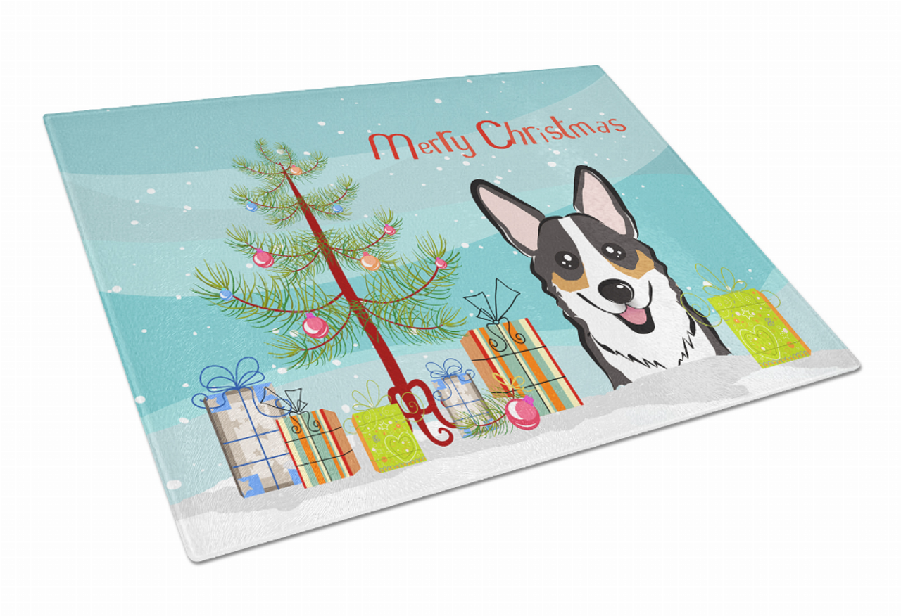 Christmas Tree Dog Print Glass Cutting Board Large - BB1627LCB