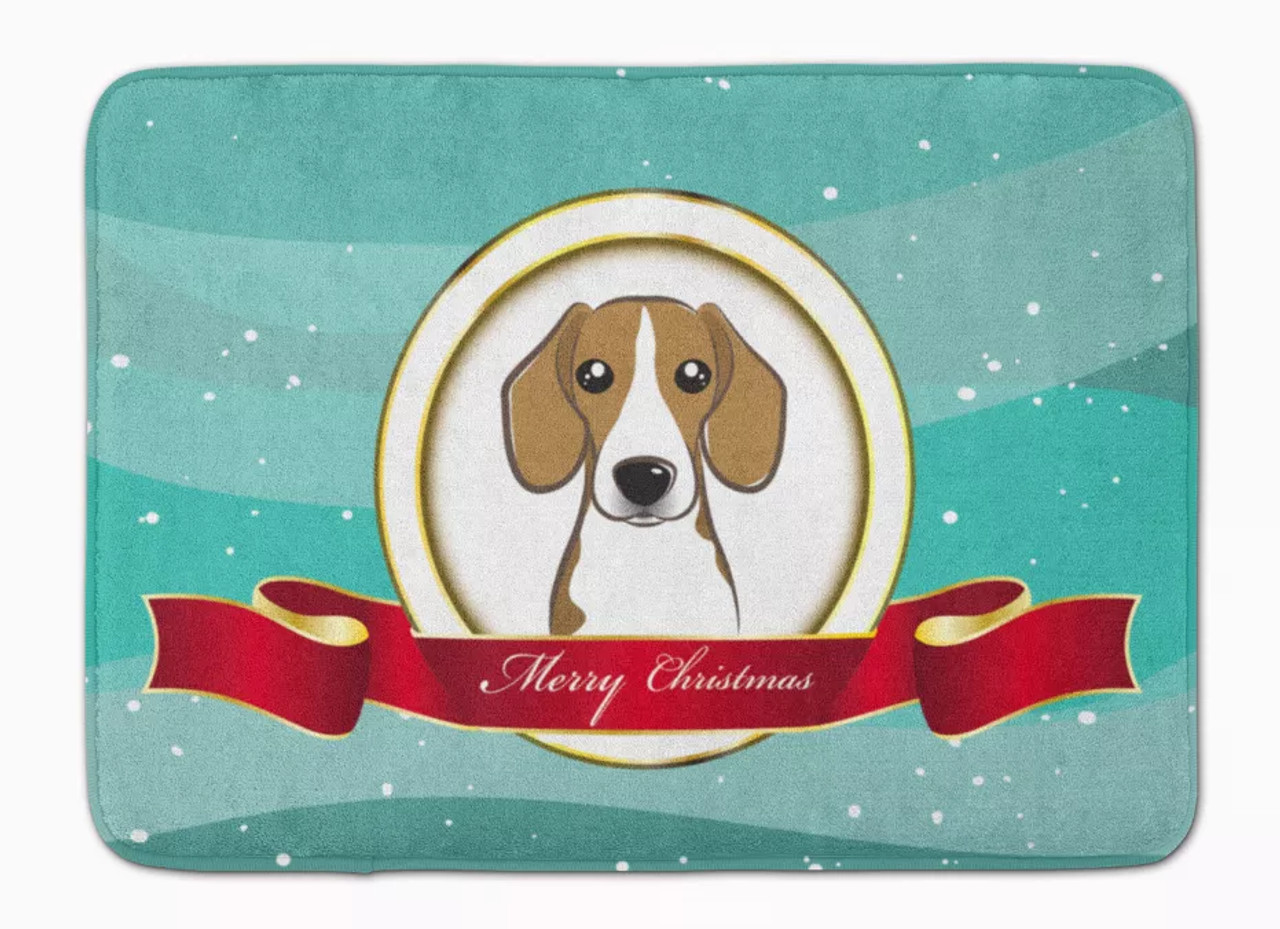 Merry Christmas Dog Art Machine Washable Memory Foam Mat - S000213B001695P077356V038