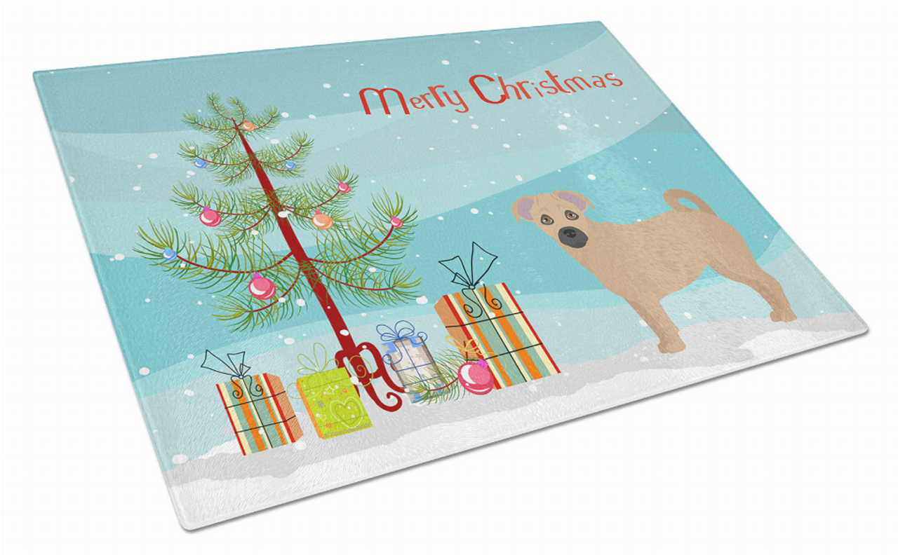 Christmas Tree Dog Print Glass Cutting Board Large - S000213B001695P000889V026