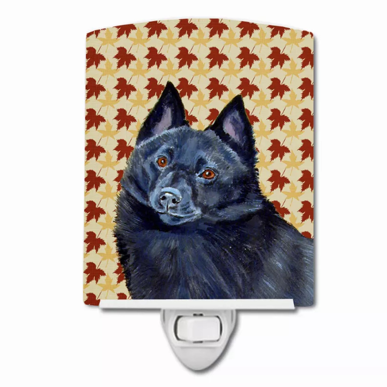 Fall Leaves Dog Art Portrait Ceramic Night Light - S000213B001695P102598V000