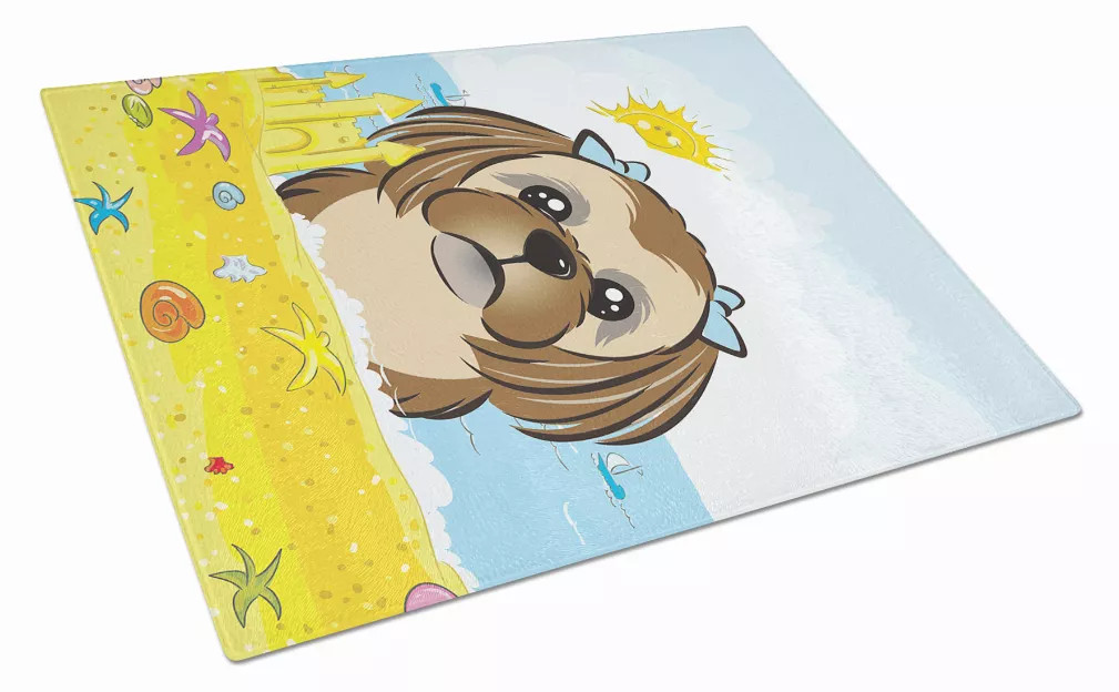 Summer Dog Art Glass Cutting Board Large - S000213B001695P061350V024
