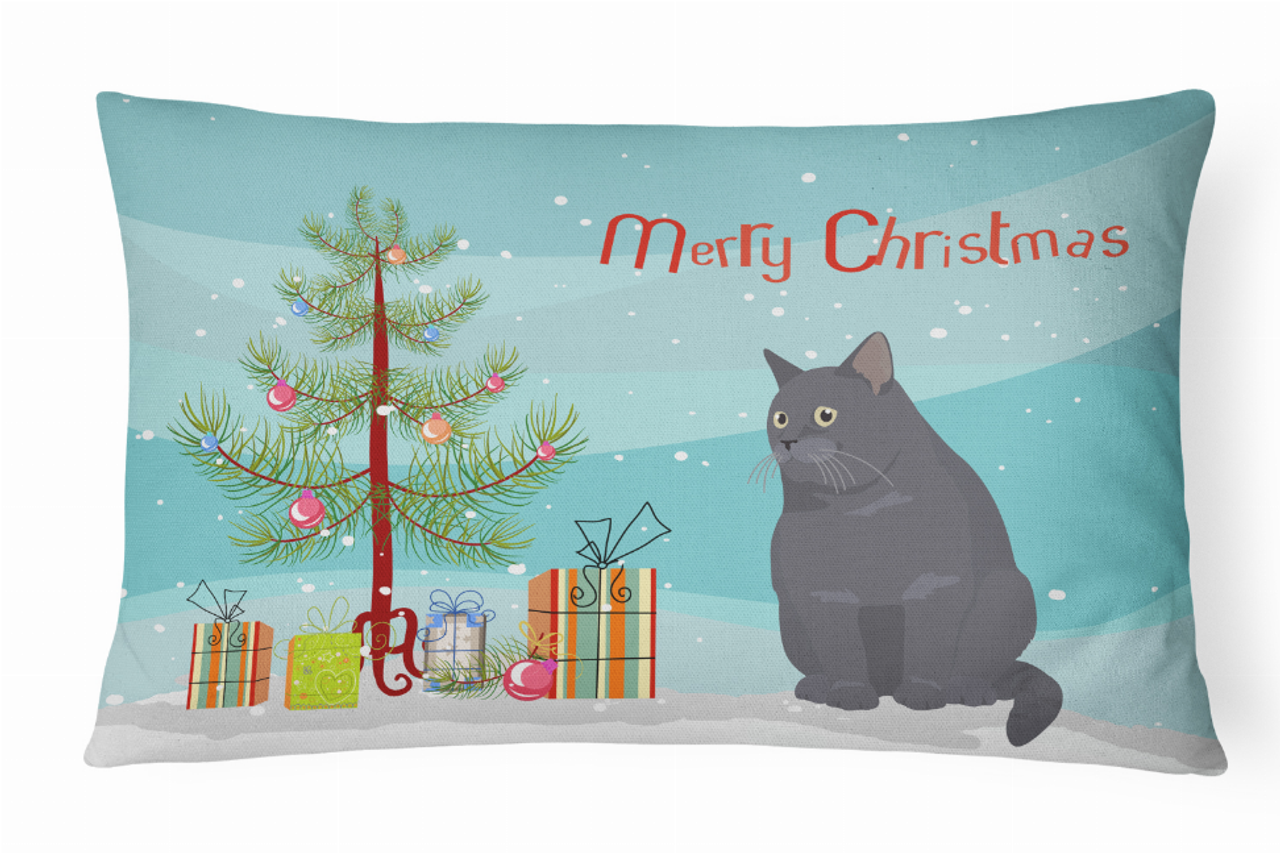 Cat Art/Merry Christmas Canvas Fabric Decorative Pillow - CK4752PW1216