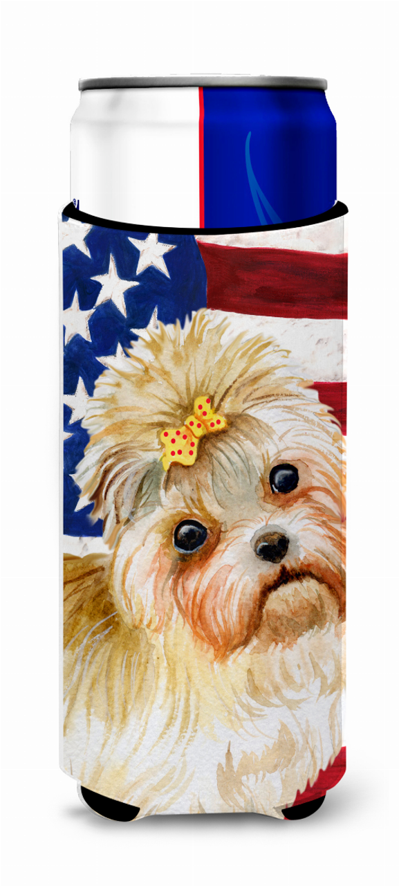 USA American Flag with Dog Ultra Hugger for slim cans - BB9668MUK
