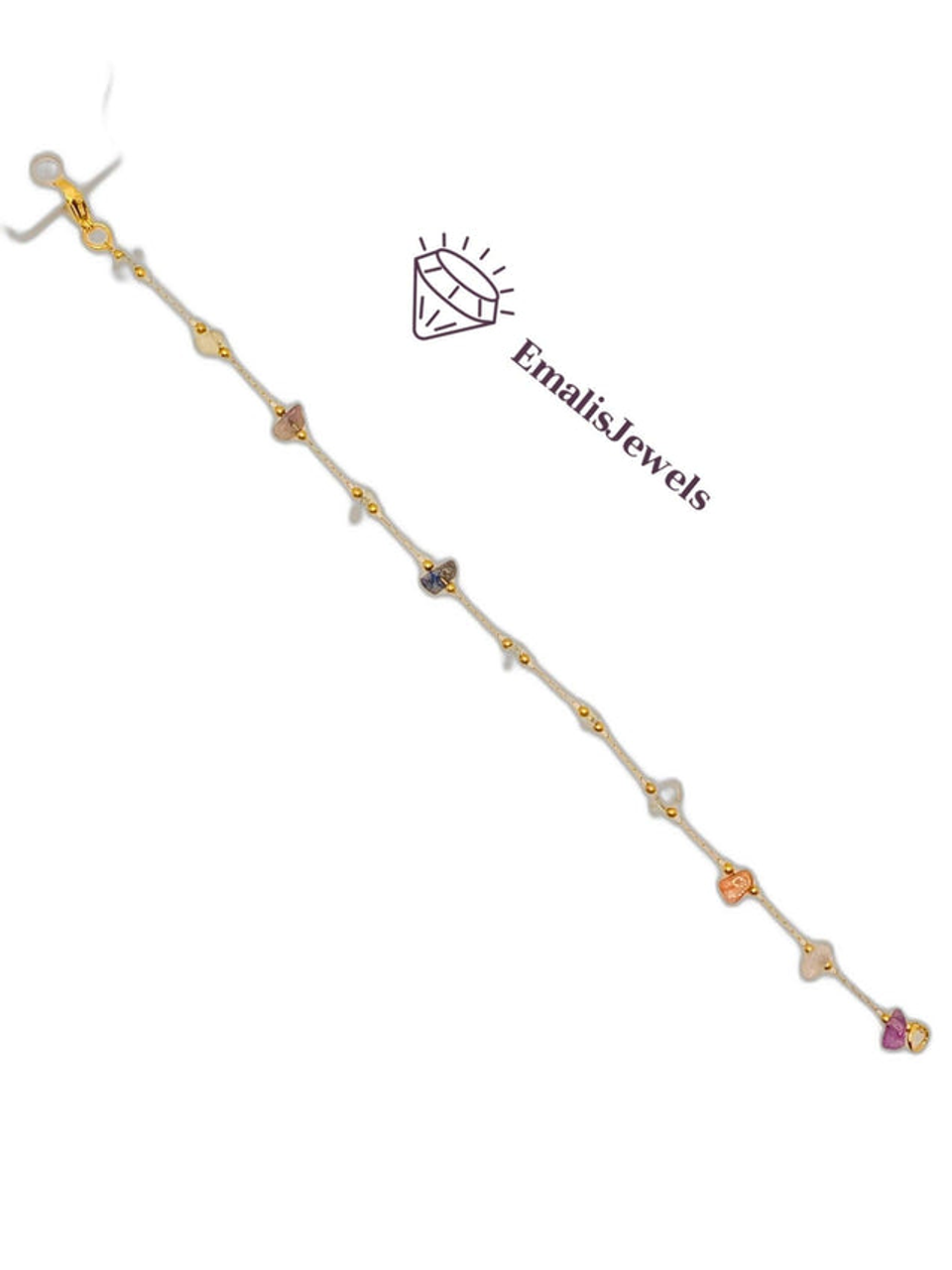 Handmade Stone Bracelets with Stainless Steel Gold overlay Chain - MIXNSTNCBCLT