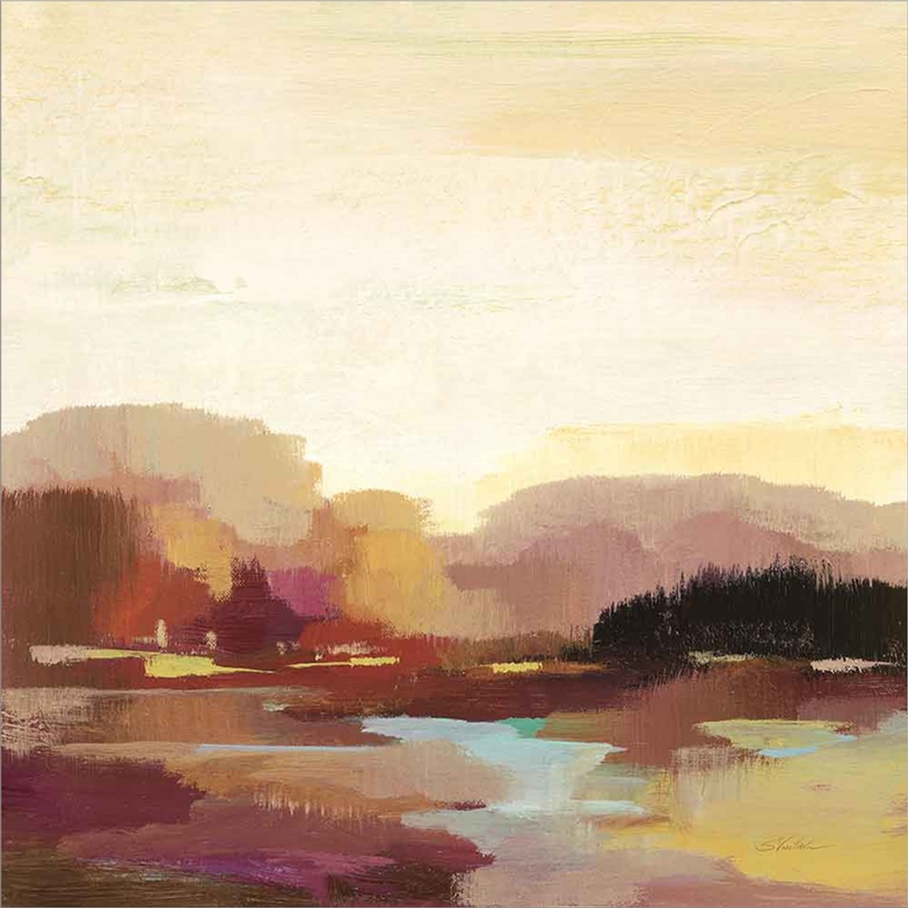 Maroon Landscape by Silvia Vassileva, Canvas Art
