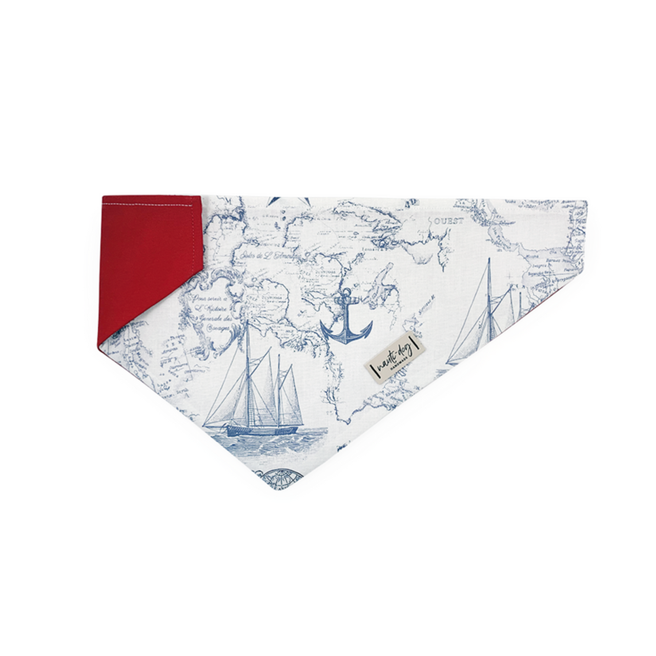 Carta Marina Light Vintage Nautical Toile Over-the-collar Dog Bandana - S002793B002925P000041V009